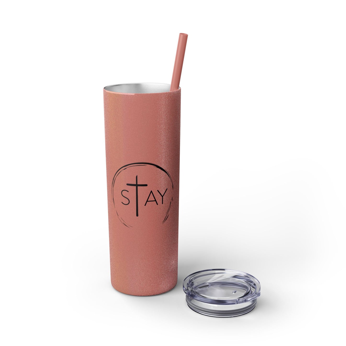 StayAlive™️ with Cross Skinny Tumbler with Straw, 20oz