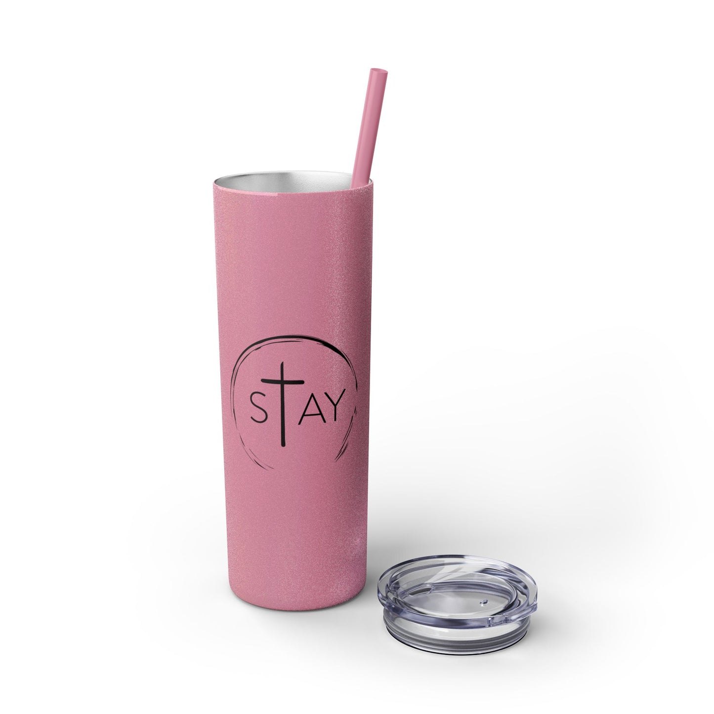 StayAlive™️ with Cross Skinny Tumbler with Straw, 20oz