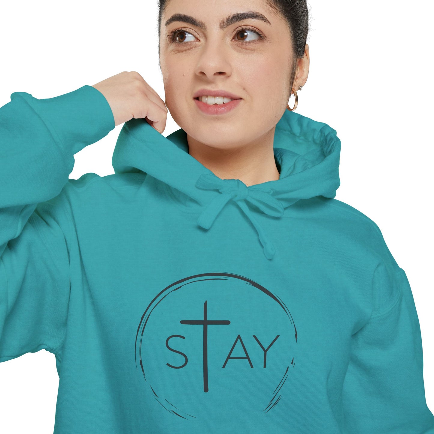 StayAlive™️ with Cross Garment-Dyed Hoodie Unisex