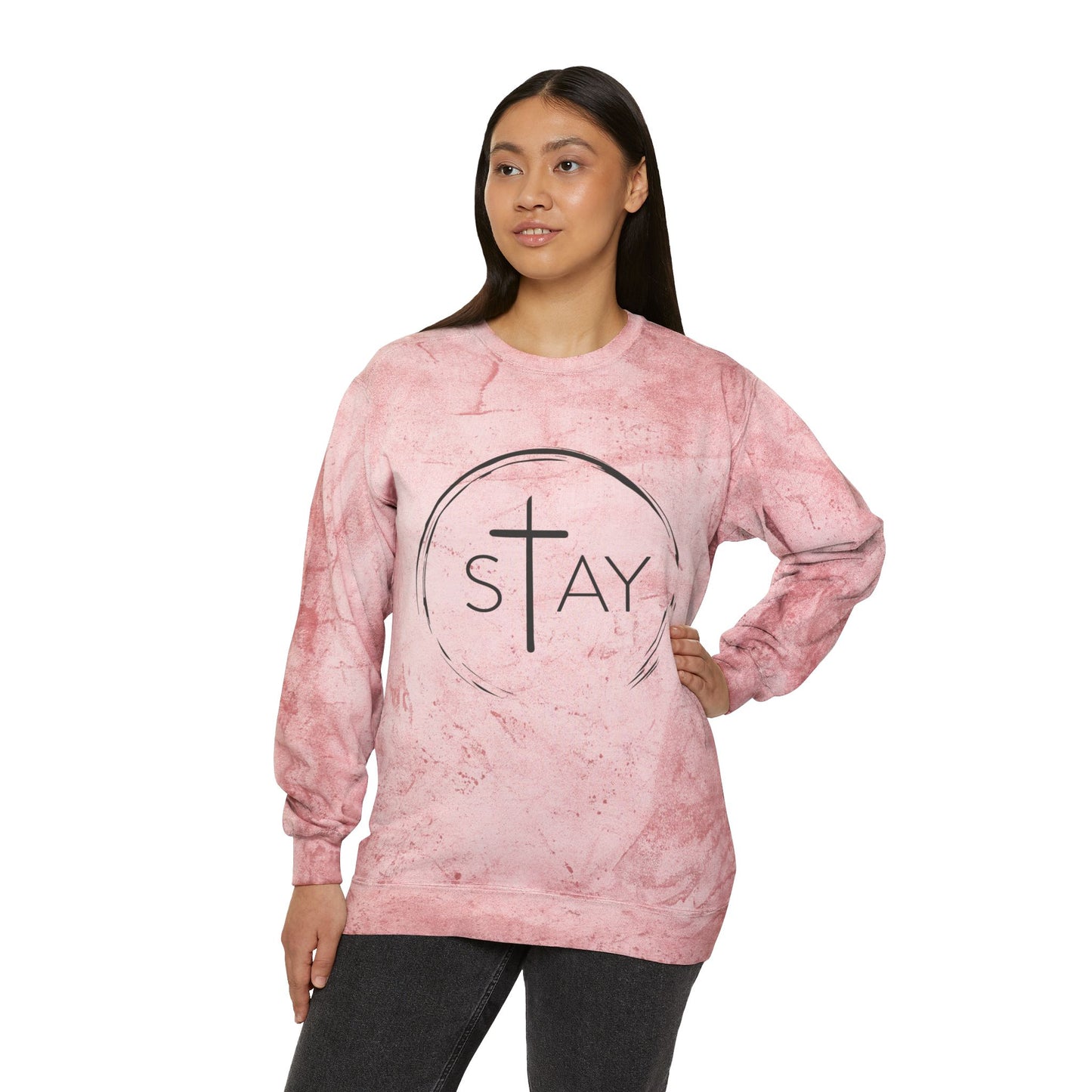 StayAlive™️ with Cross Color Blast Crewneck Sweatshirt Unisex