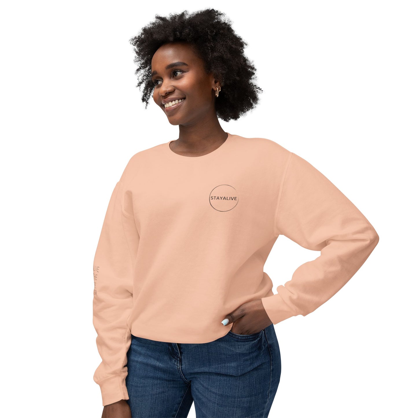 StayAlive™️ with Circle Lightweight Crewneck Sweatshirt Unisex