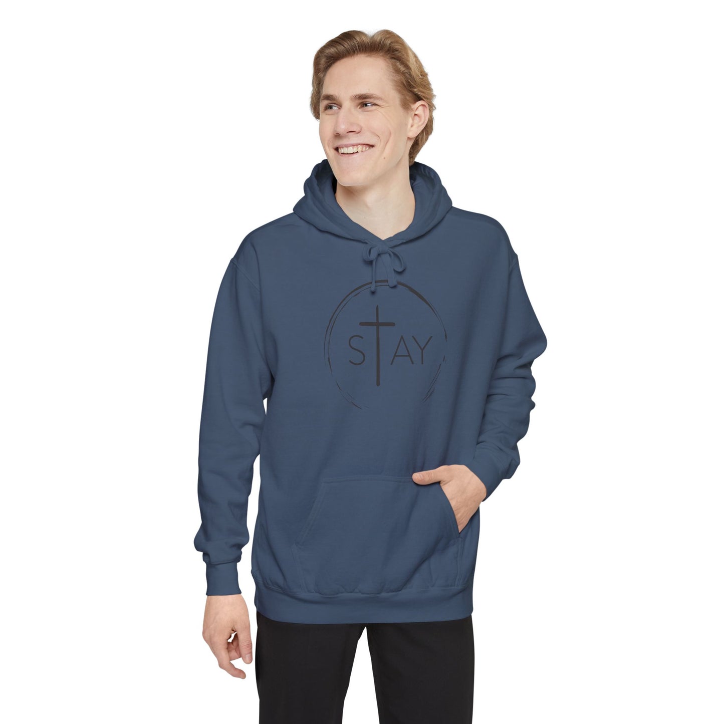 StayAlive™️ with Cross Garment-Dyed Hoodie Unisex