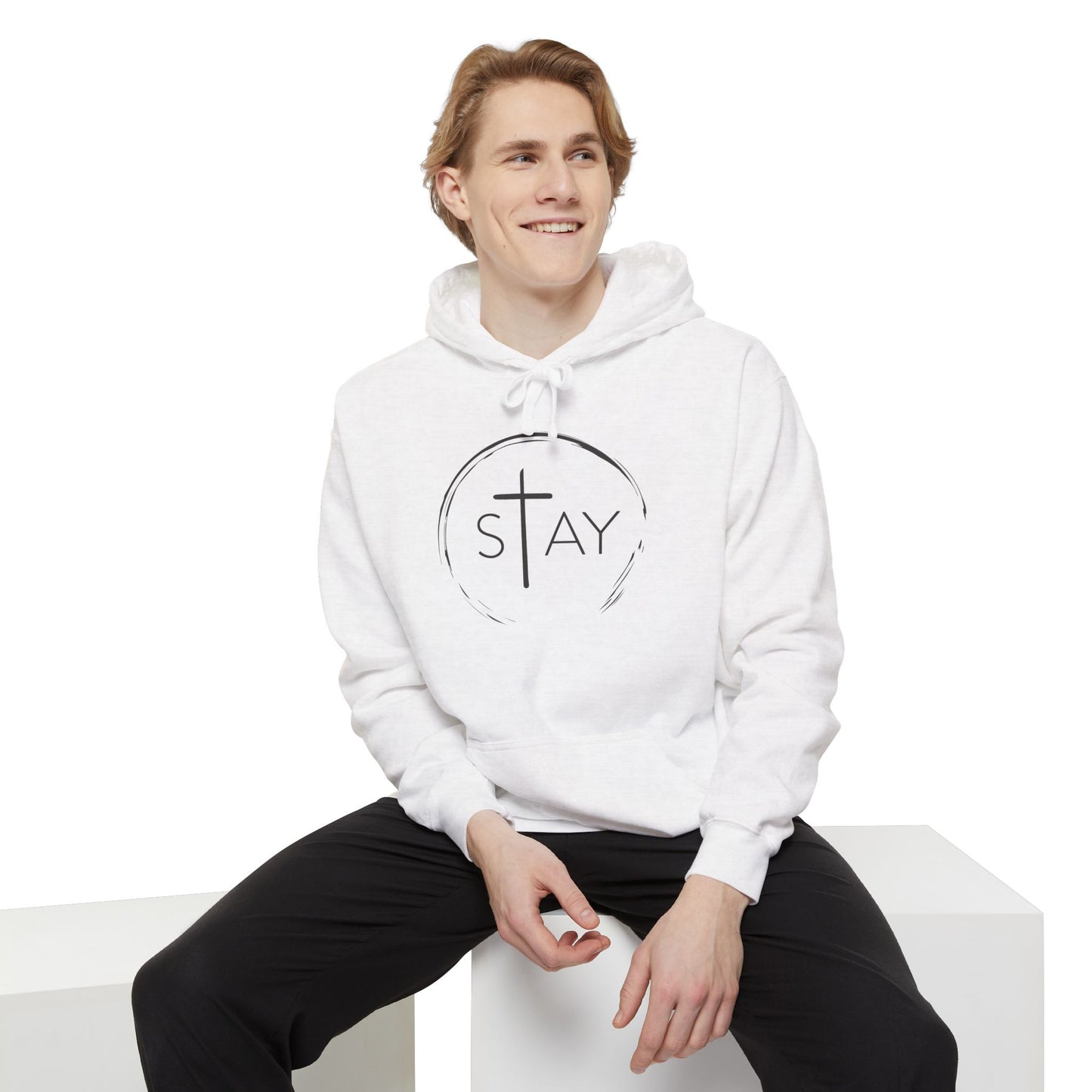 StayAlive™️ with Cross Garment-Dyed Hoodie Unisex