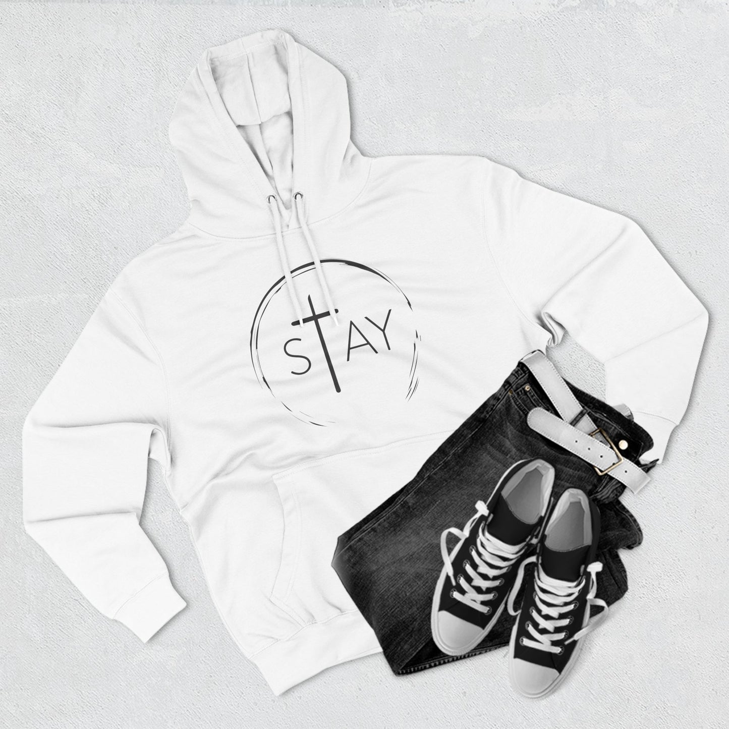 StayAlive™️ with Cross Three-Panel Fleece Hoodie Unisex