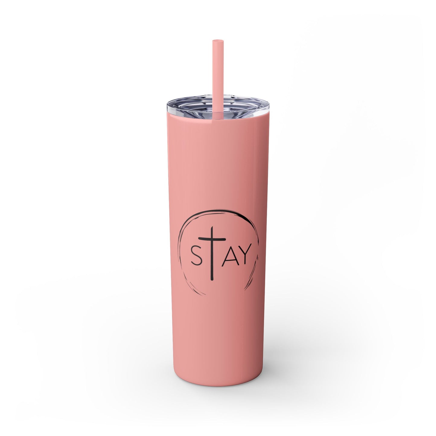 StayAlive™️ with Cross Skinny Tumbler with Straw, 20oz