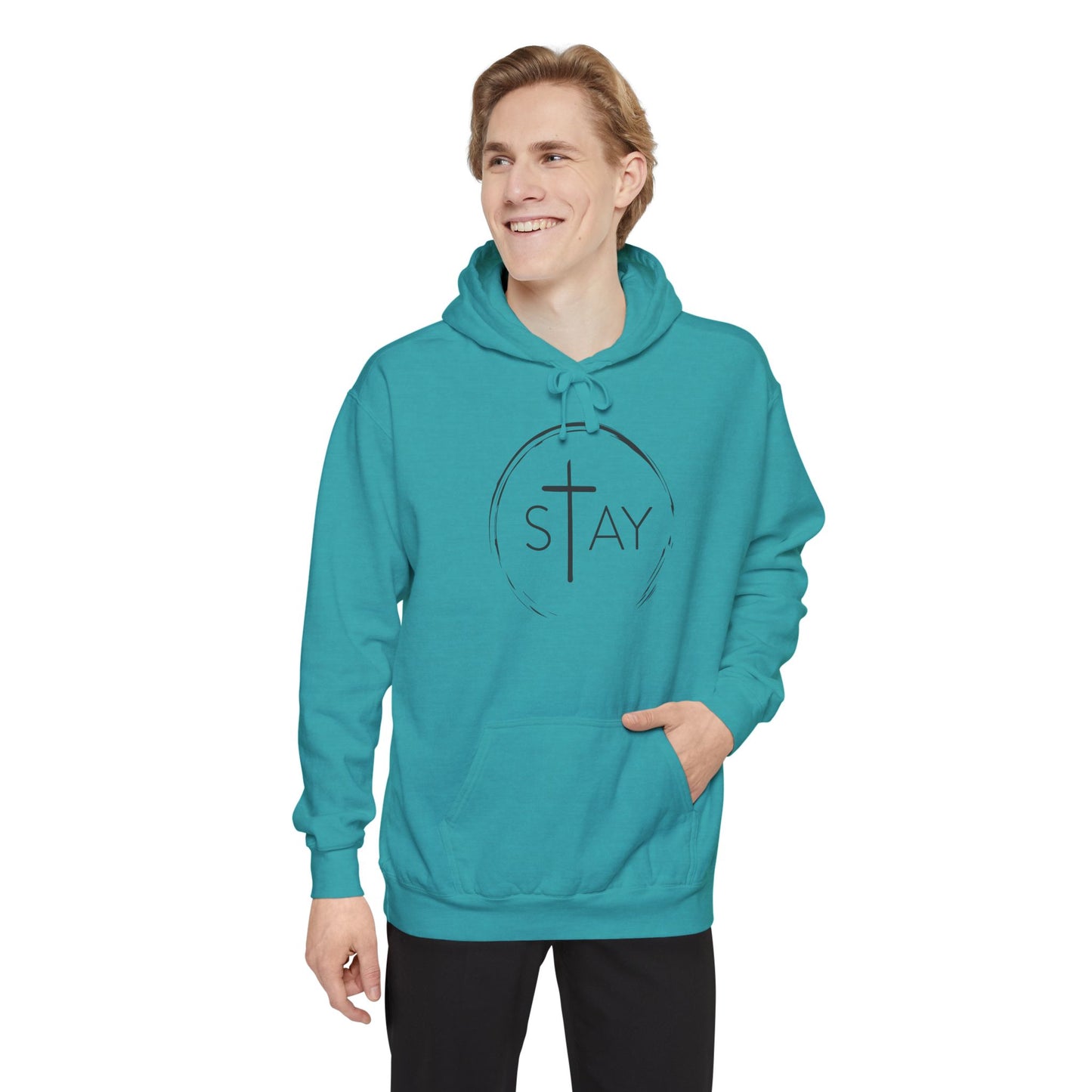 StayAlive™️ with Cross Garment-Dyed Hoodie Unisex