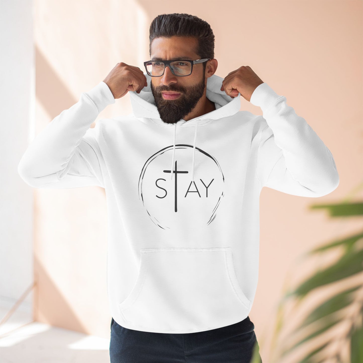 StayAlive™️ with Cross Three-Panel Fleece Hoodie Unisex