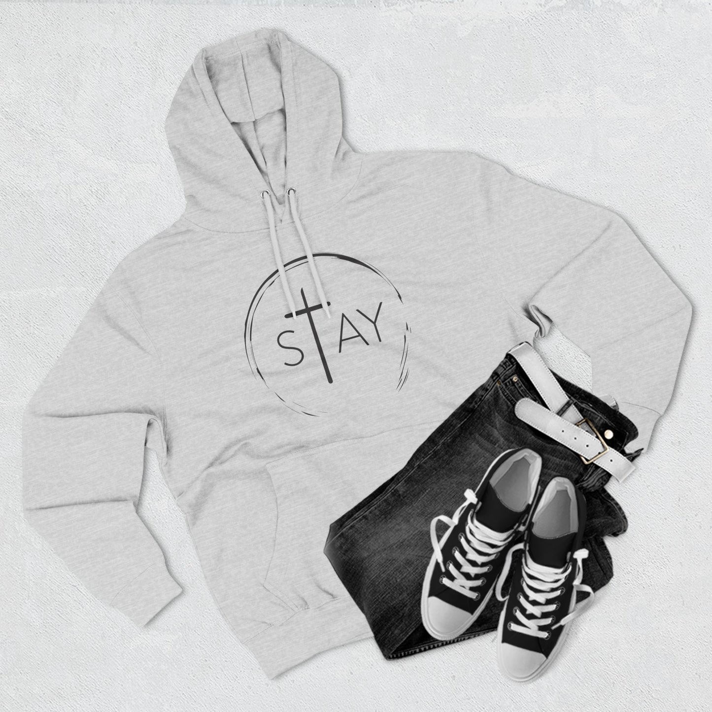 StayAlive™️ with Cross Three-Panel Fleece Hoodie Unisex