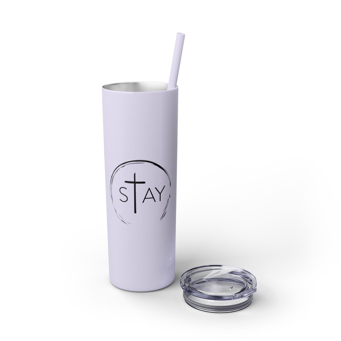 StayAlive™️ with Cross Skinny Tumbler with Straw, 20oz