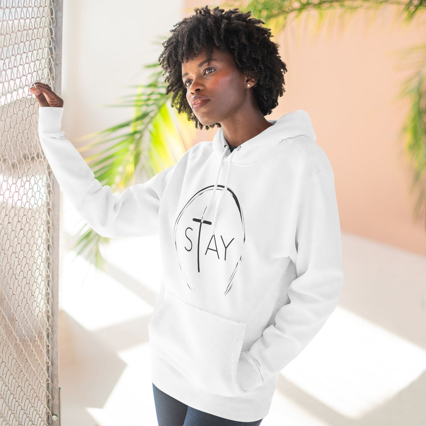 StayAlive™️ with Cross Three-Panel Fleece Hoodie Unisex