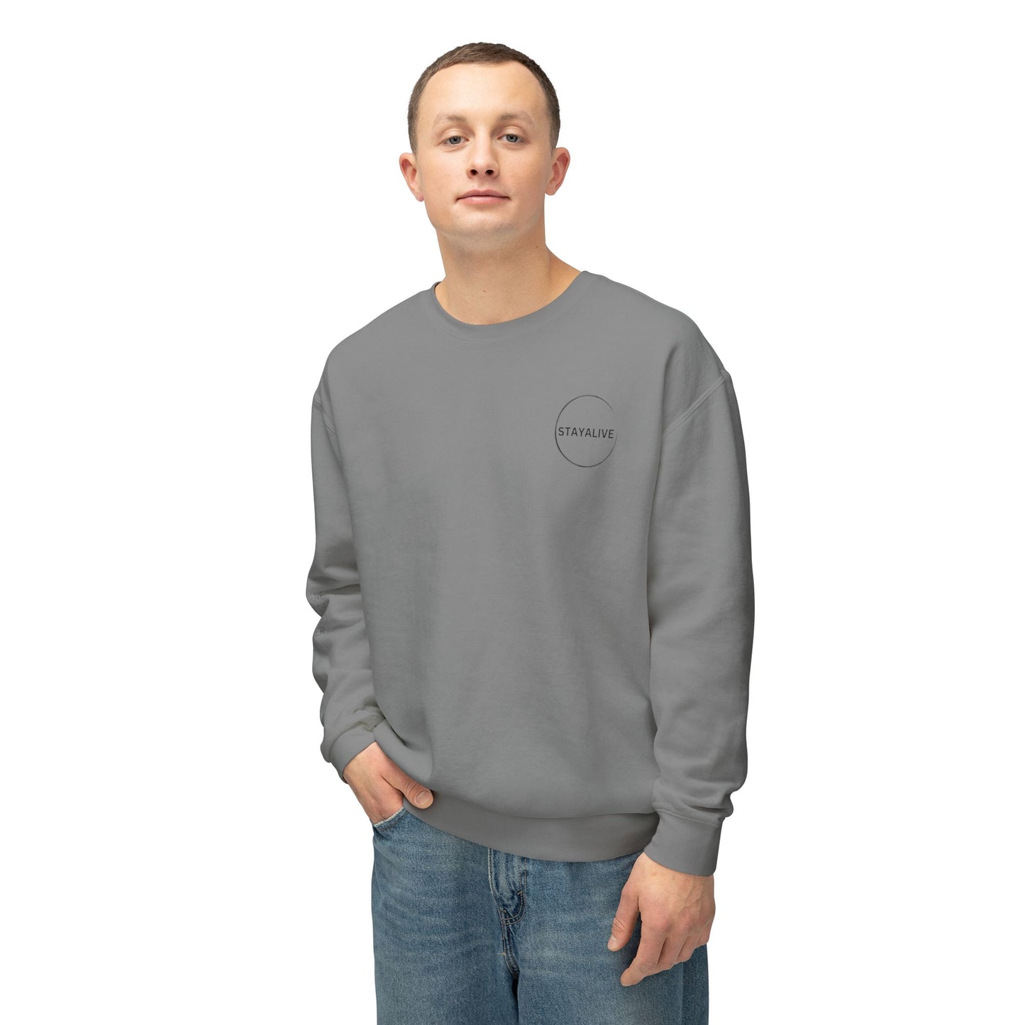 StayAlive™️ with Circle Lightweight Crewneck Sweatshirt Unisex