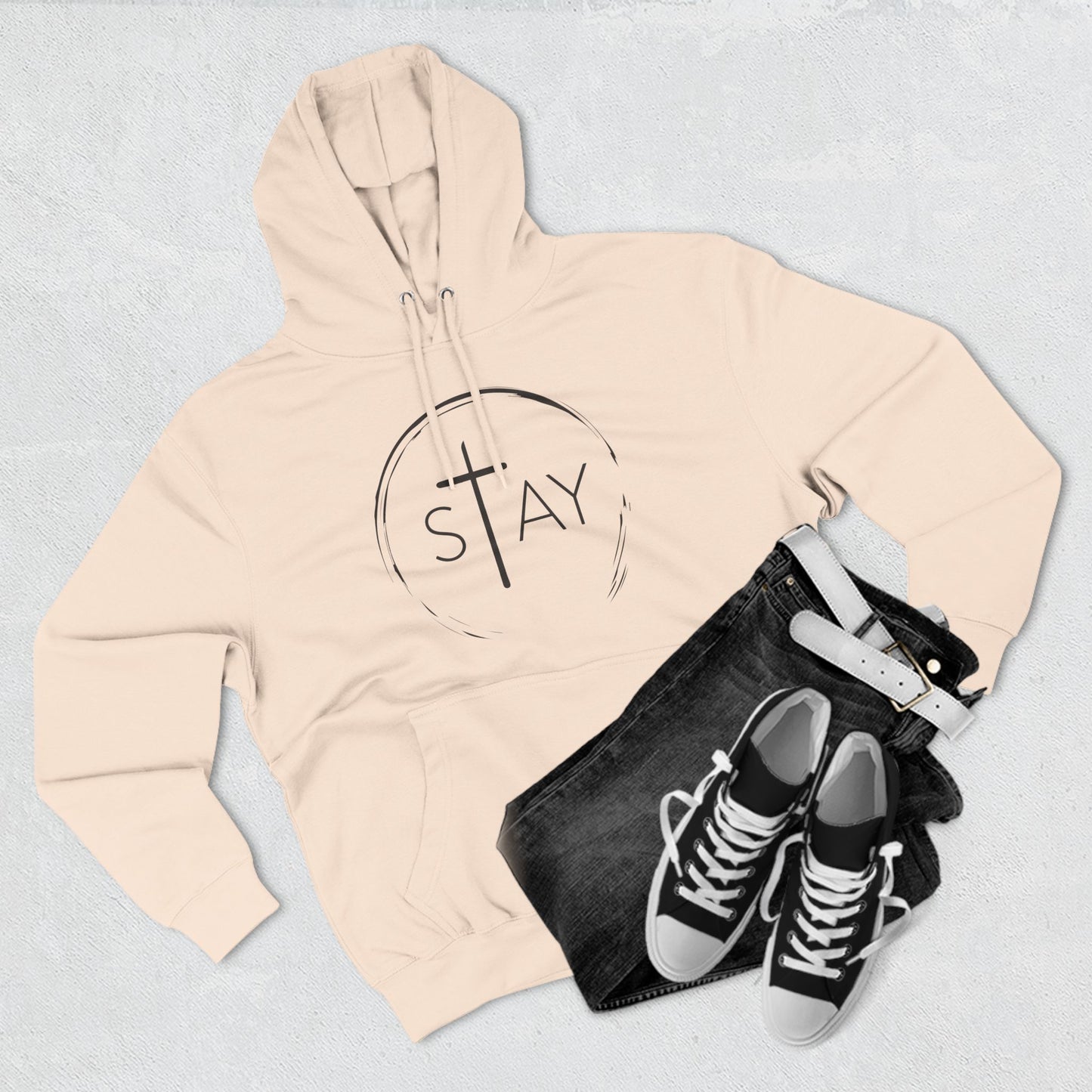 StayAlive™️ with Cross Three-Panel Fleece Hoodie Unisex