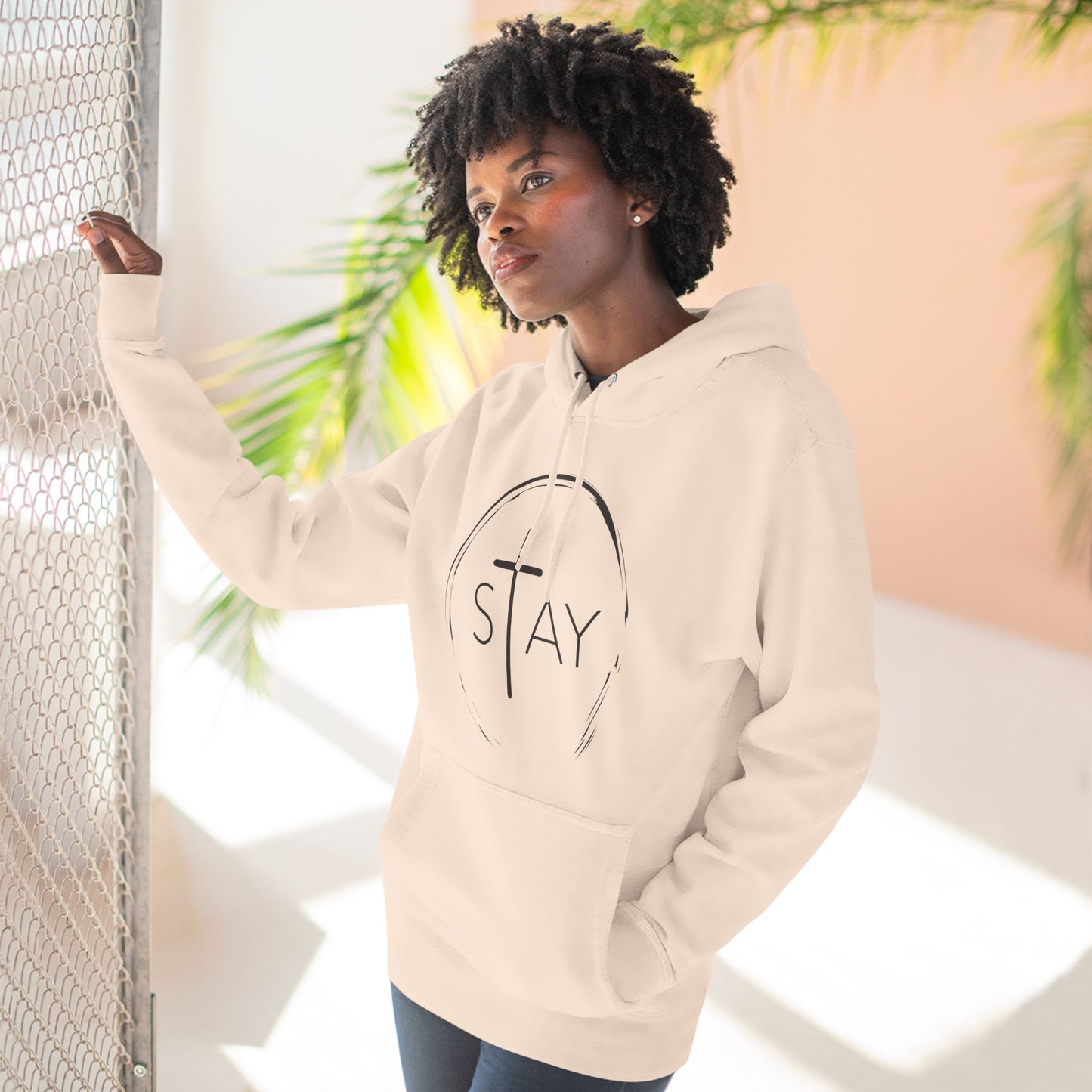 StayAlive™️ with Cross Three-Panel Fleece Hoodie Unisex