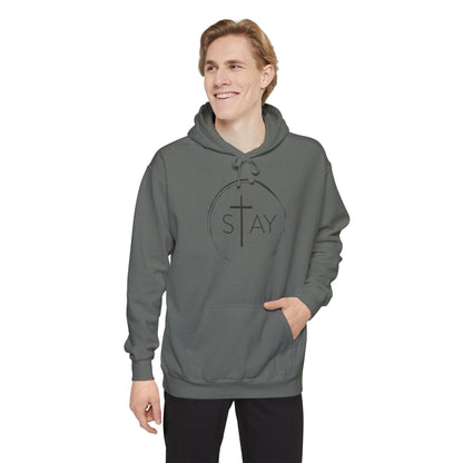 StayAlive™️ with Cross Garment-Dyed Hoodie Unisex