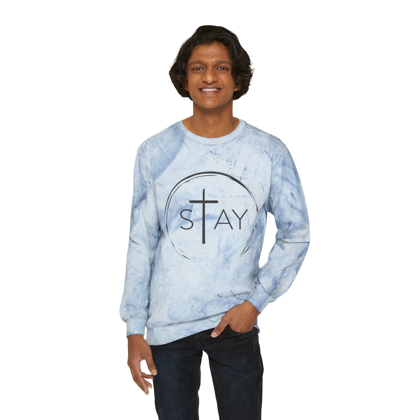 StayAlive™️ with Cross Color Blast Crewneck Sweatshirt Unisex