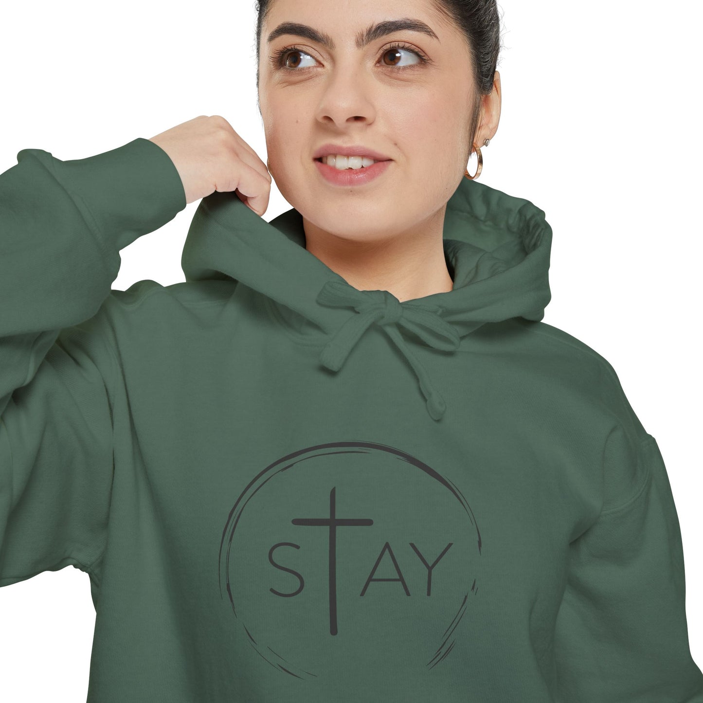 StayAlive™️ with Cross Garment-Dyed Hoodie Unisex