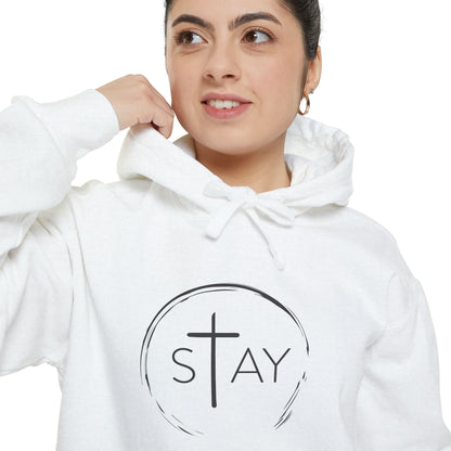 StayAlive™️ with Cross Garment-Dyed Hoodie Unisex