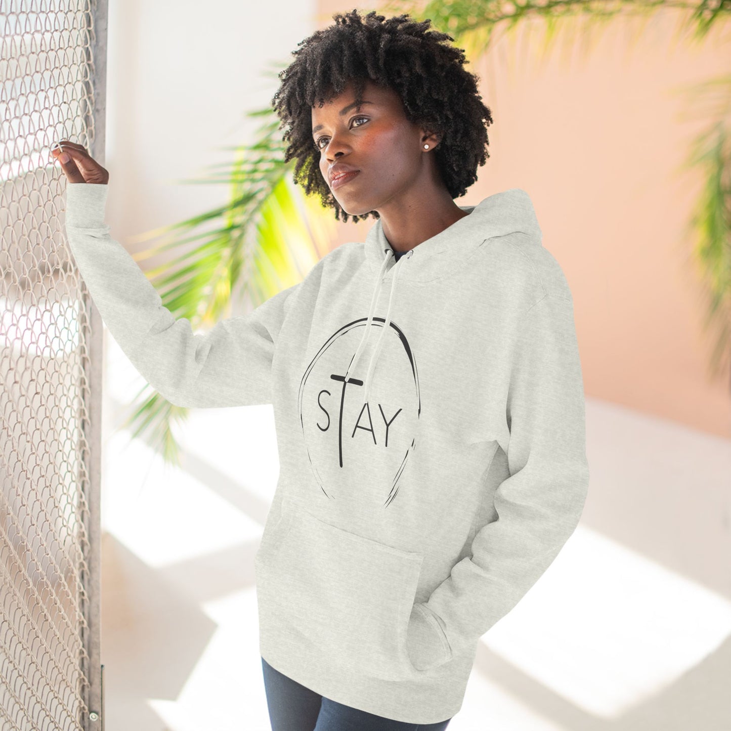 StayAlive™️ with Cross Three-Panel Fleece Hoodie Unisex