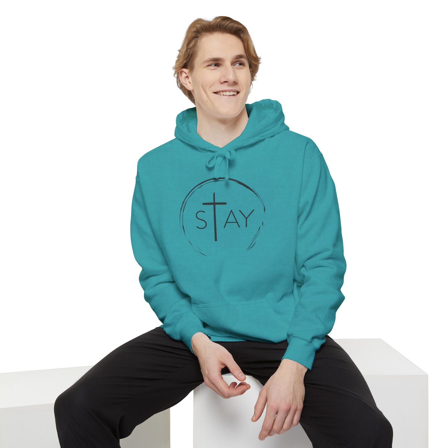 StayAlive™️ with Cross Garment-Dyed Hoodie Unisex