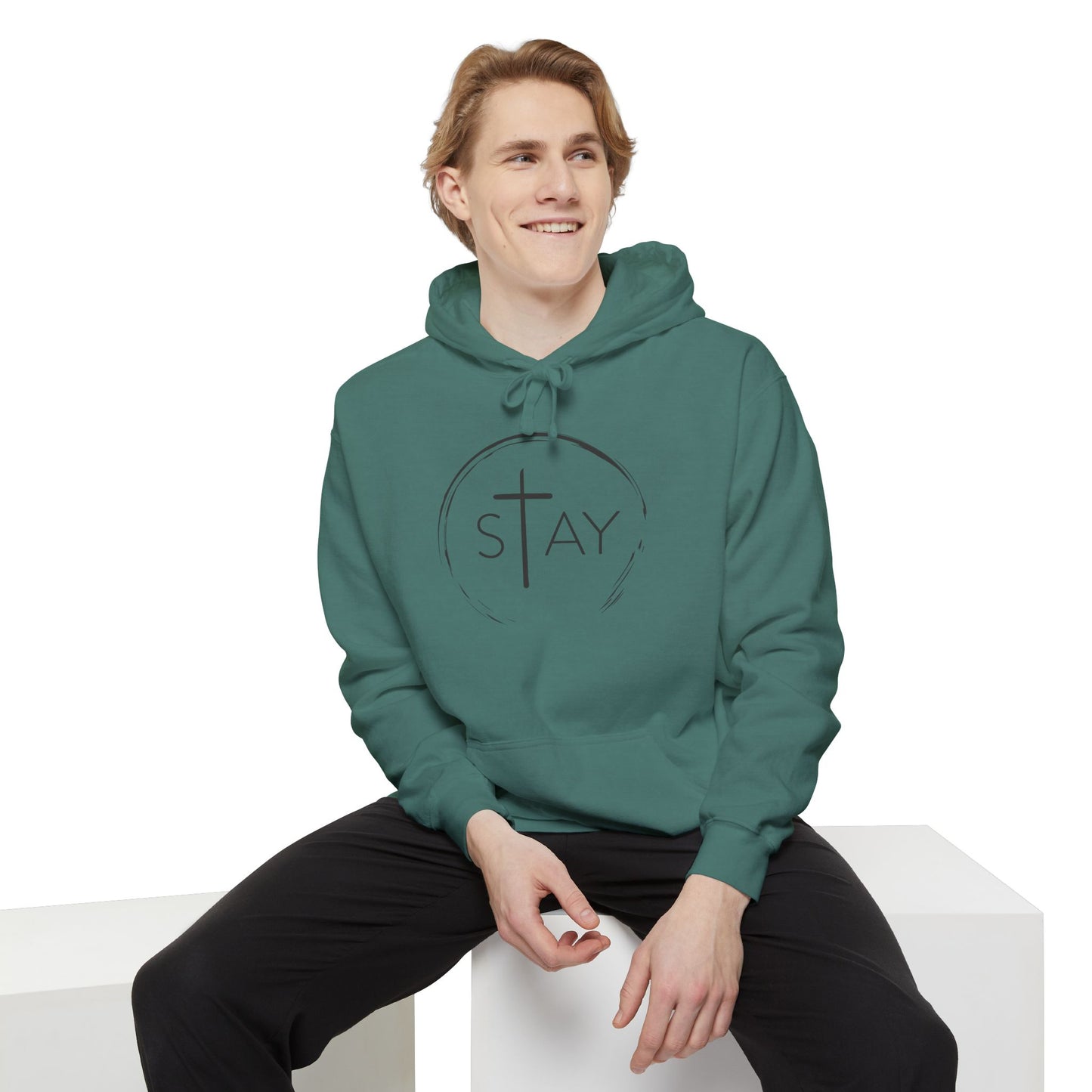 StayAlive™️ with Cross Garment-Dyed Hoodie Unisex