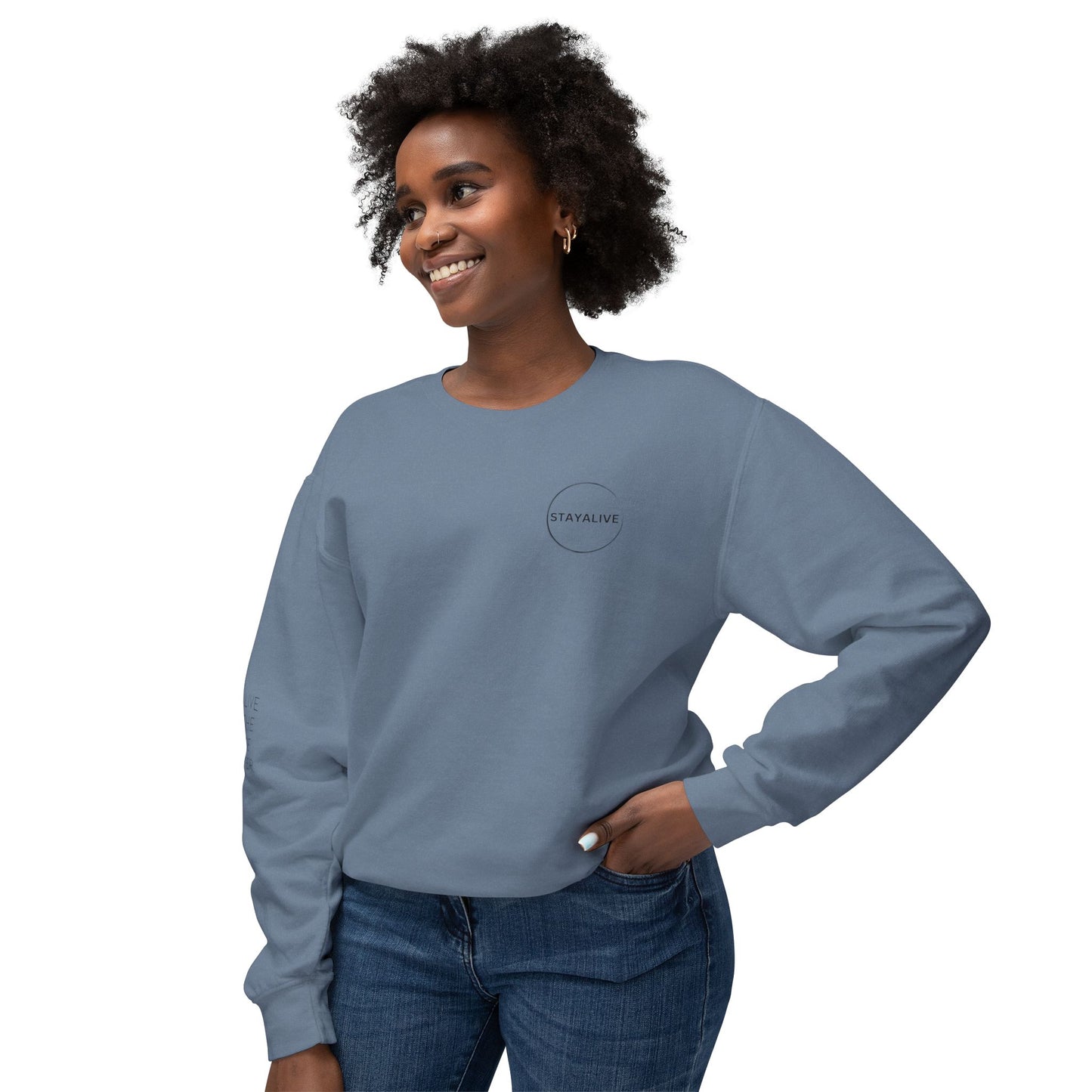 StayAlive™️ with Circle Lightweight Crewneck Sweatshirt Unisex