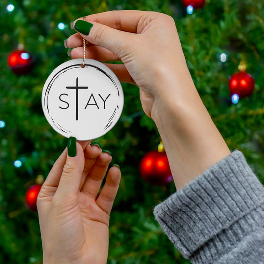 StayAlive™️ with Cross Ceramic Ornament