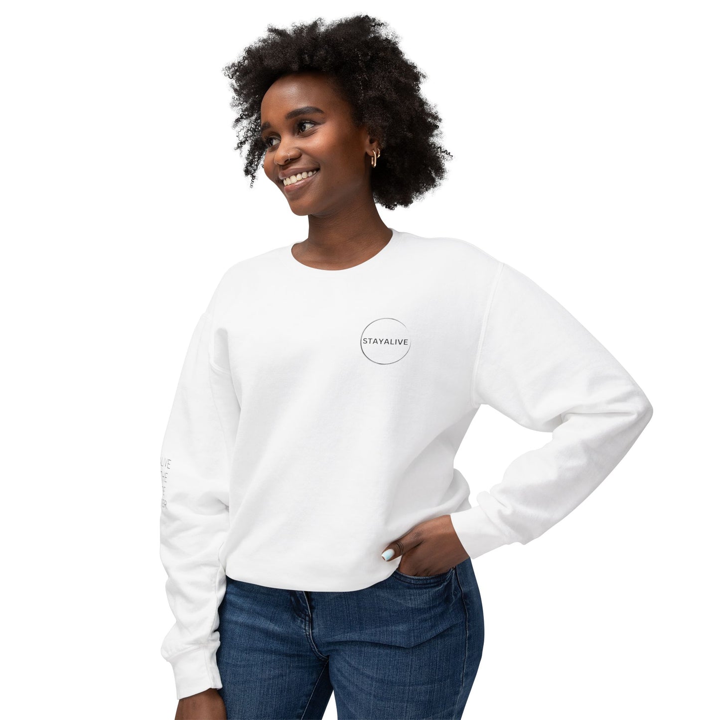 StayAlive™️ with Circle Lightweight Crewneck Sweatshirt Unisex