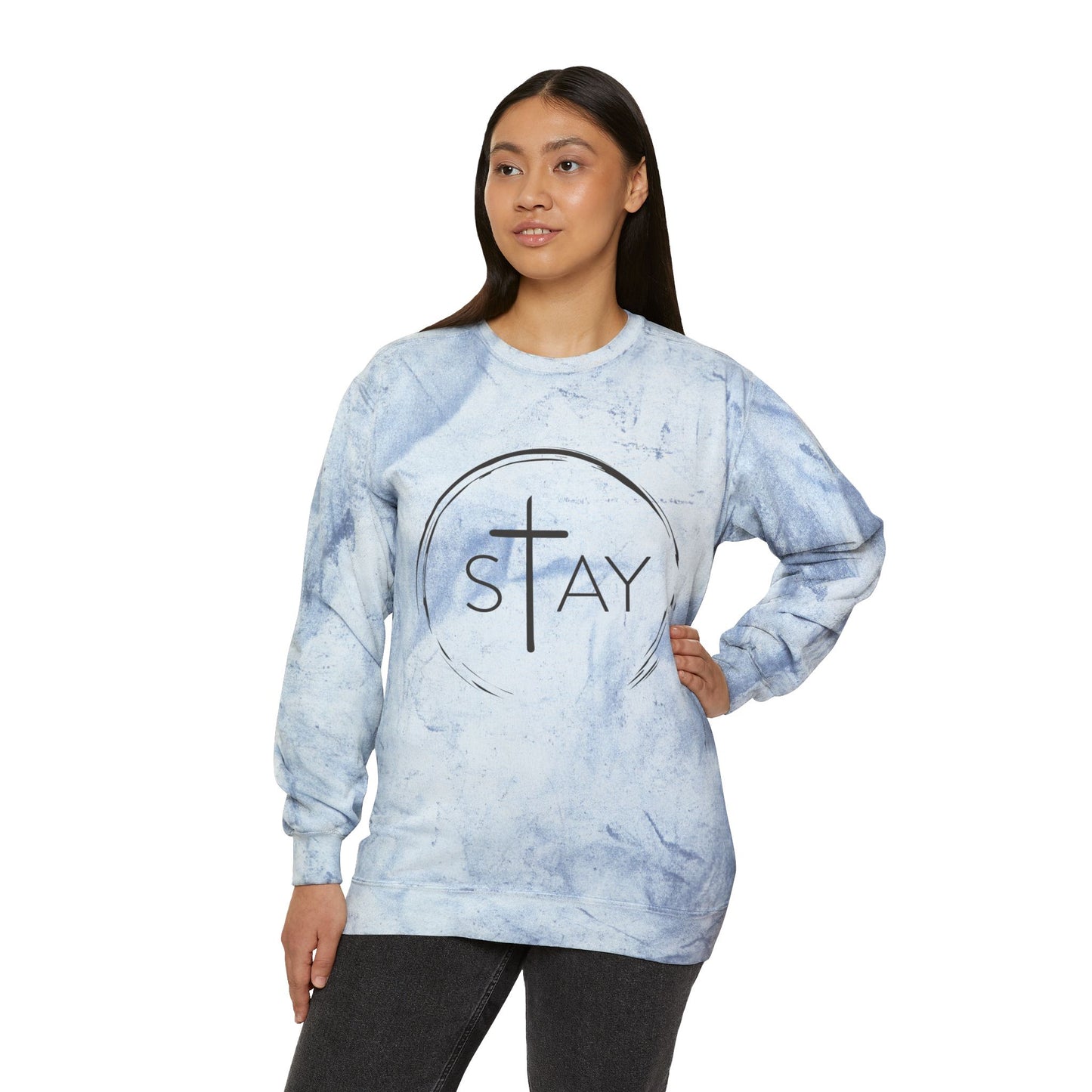 StayAlive™️ with Cross Color Blast Crewneck Sweatshirt Unisex