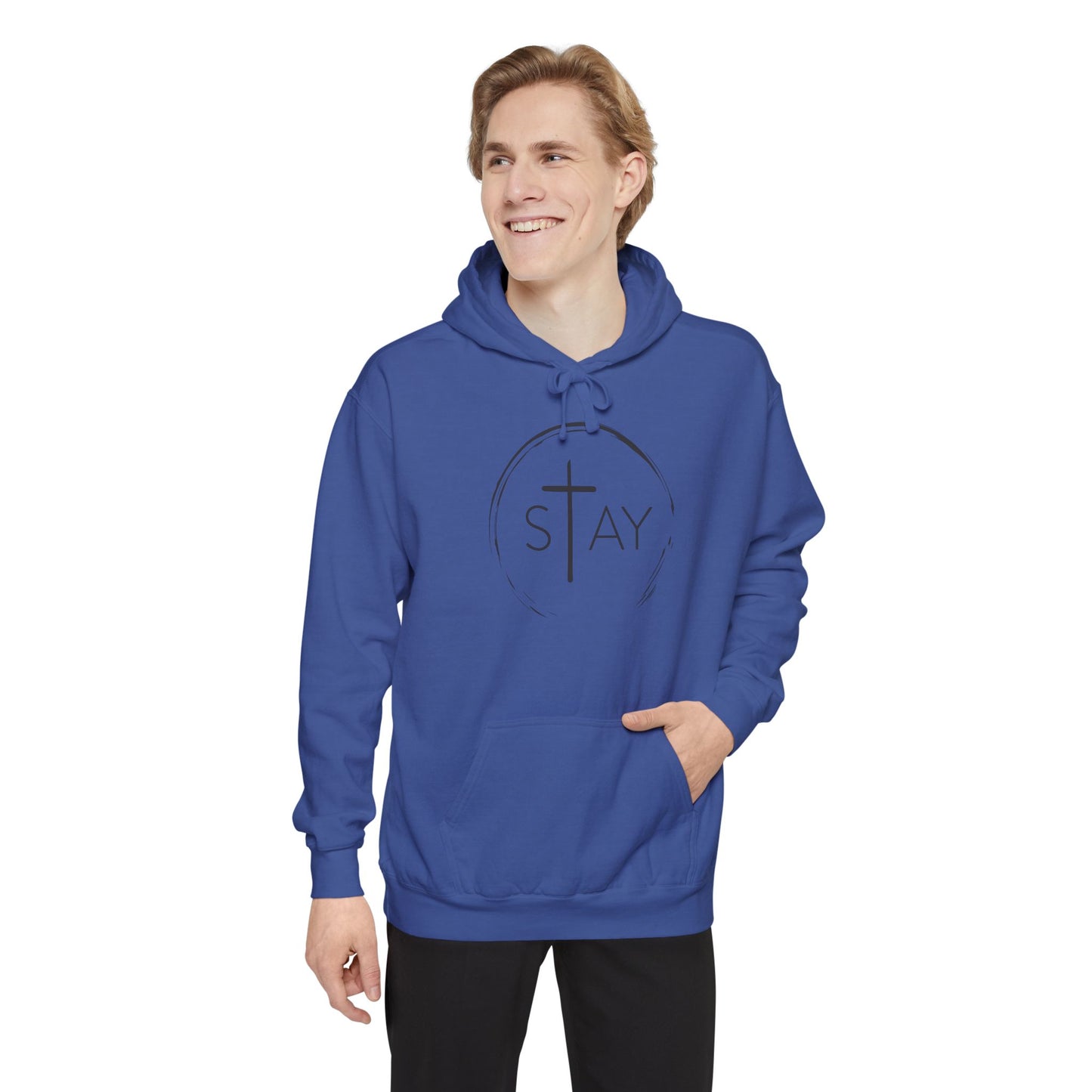 StayAlive™️ with Cross Garment-Dyed Hoodie Unisex